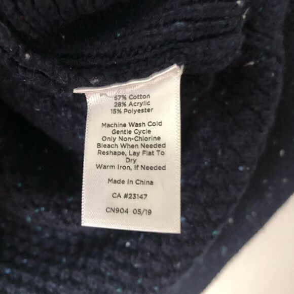 Talbots mock turtleneck dark blue sweater with button detail on the sides - Picture 8 of 10